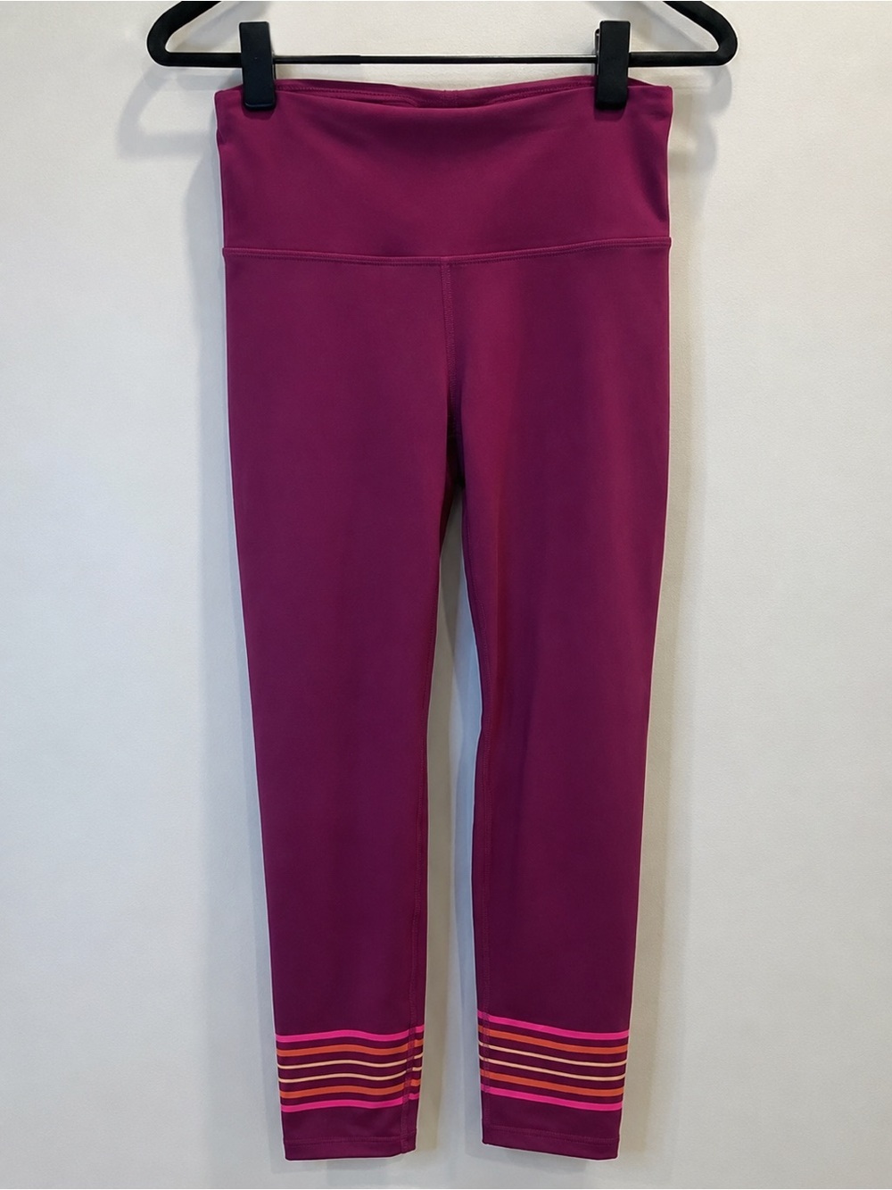 GAP Fit Purple Leggings with Striped Hem Size XS